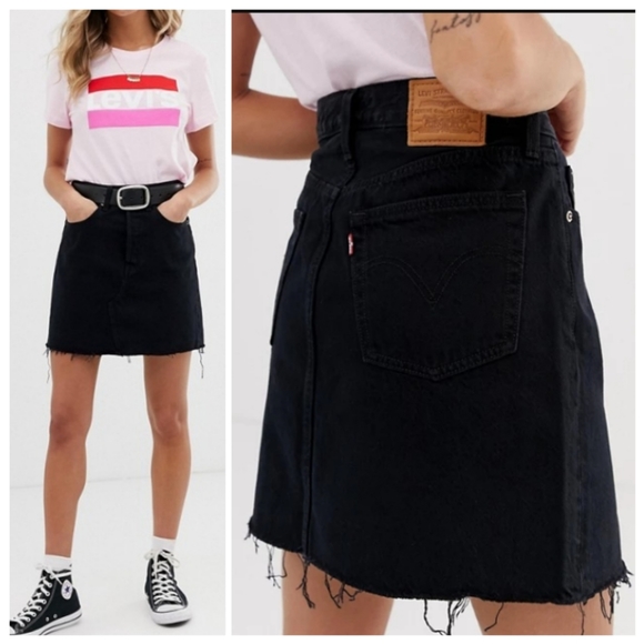 NEW Levi's High Rise Cut Off Jean Mini Skirt - Picture 4 of 8